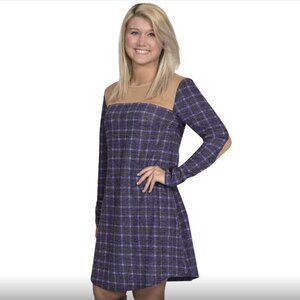 Simply Southern Purple Plaid Midnight Montana Shift Dress - Size L